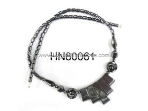 Hematite Teeths Pendants Beads Stone Chain Statement Bib Choker Fashion Necklace